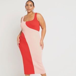 Beautiful Pink and Red MIDI Dress by Eloquii 14/16